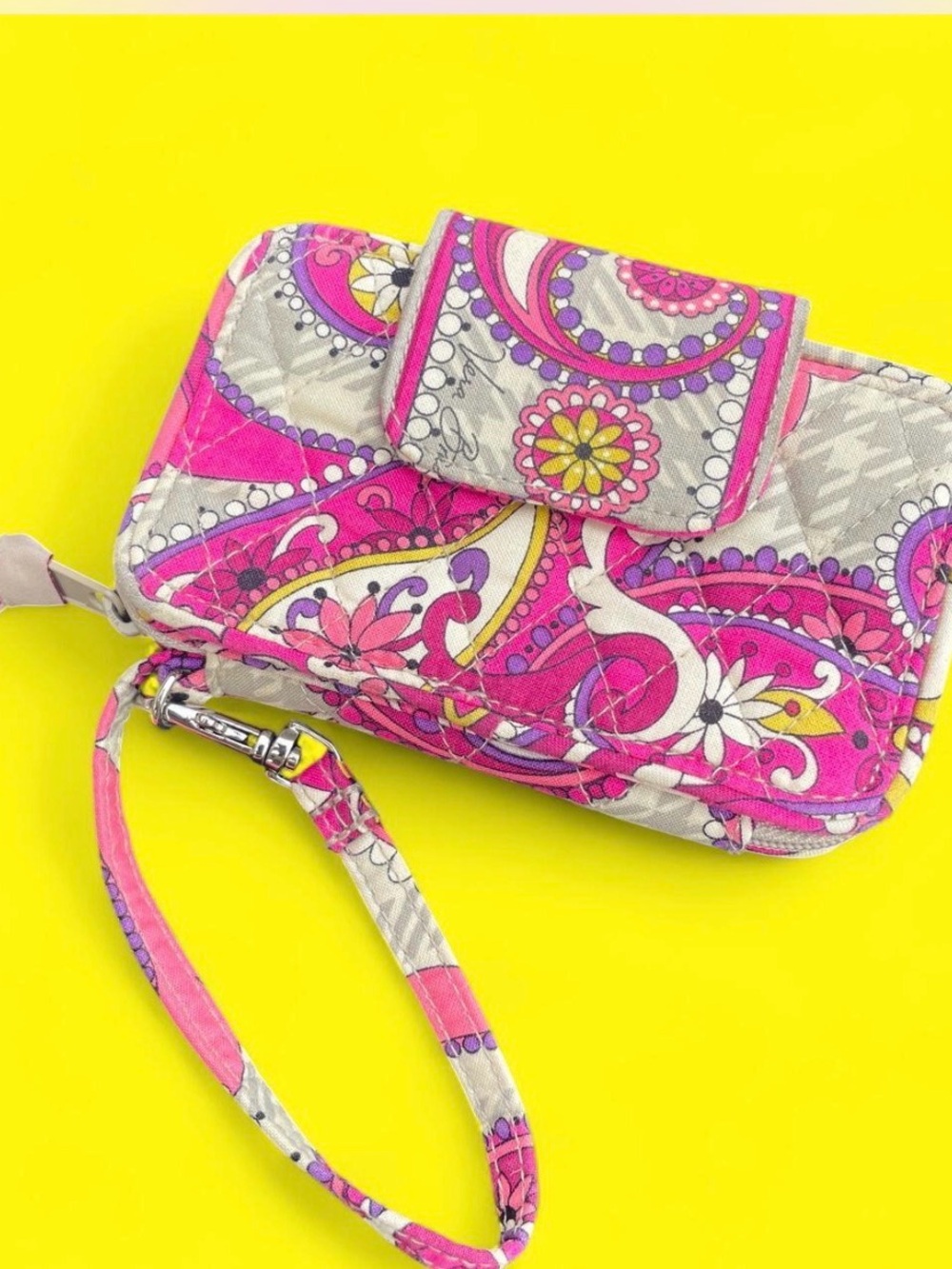 Vera Bradley Pink Paisley Quilted Wristlet Wallet